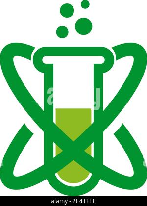 Logo de laboratoire avec logo d'icône de bouteille de produit chimique modèle vectoriel Illustration de Vecteur