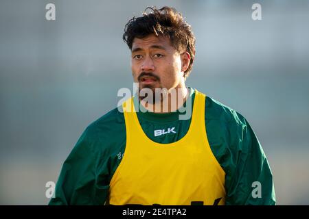 Galway, Irlande. 24 janvier 2021. Abraham Papali'i de Connacht pendant le match Guinness PRO14 Round 8 entre Connacht Rugby et Osprey au Sportsground de Galway, Irlande le 24 janvier 2021 (photo par Andrew SURMA/SIPA USA) Credit: SIPA USA/Alay Live News Banque D'Images