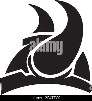 Modèle vectoriel d'inspiration avec logo icône de casque Viking Illustration de Vecteur