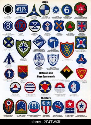 En août 1945, le magazine 'Life' a présenté une liste complète de patches de bras fièrement portés par l'armée américaine pendant la Seconde Guerre mondiale