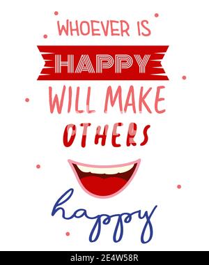 celui qui est heureux fera d'autres lettres heureux dessinées à la main citation de sagesse de mot pour l'impression d'affiche de bannière avec le style plat Illustration de Vecteur