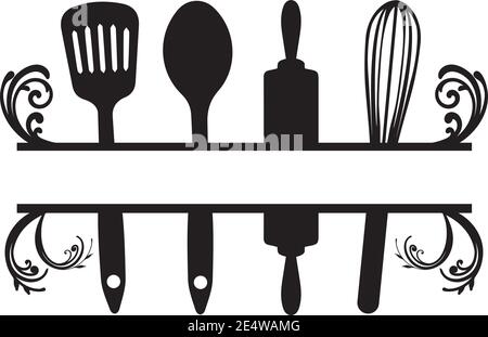 illustration vectorielle des ustensiles de cuisine isolés sur fond blanc. Illustration de Vecteur