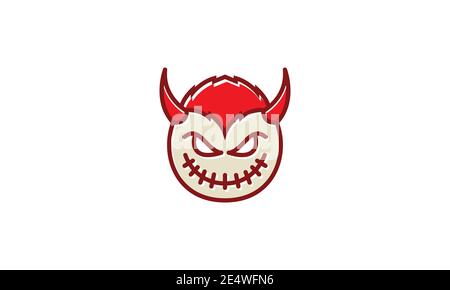 diable mignon sourire ligne colorée tête logo symbole icône vecteur design graphique Illustration de Vecteur