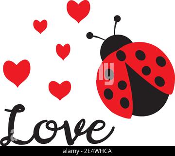 illustration vectorielle d'un coccinelle d'amour avec des coeurs rouges. Illustration de Vecteur