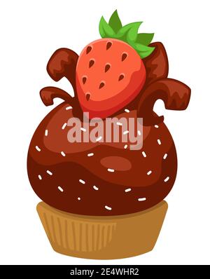 Gâteau au chocolat ou cookie avec vecteur de fraise Illustration de Vecteur