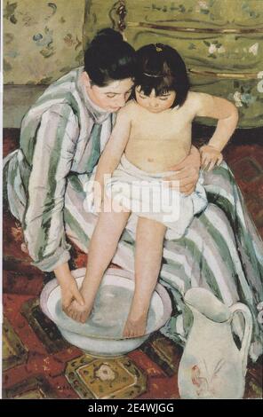 Mary Cassatt - le bain de l'enfant - 1893. Banque D'Images