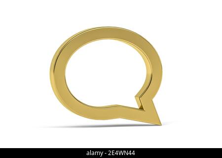 Icône de commentaires Golden 3d isolée sur fond blanc - 3D rendu Banque D'Images