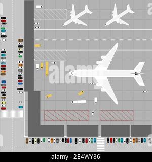 Vue aérienne d'un aéroport avec avions Illustration de Vecteur