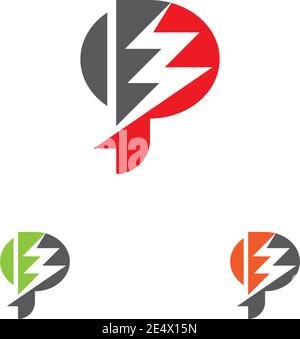 P lettre Lightning logo modèle dessin d'illustration d'icône vectorielle Illustration de Vecteur