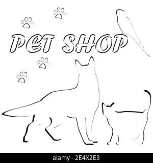 Groupe d'animaux de compagnie pour le logo de la boutique d'animaux de compagnie Illustration de Vecteur