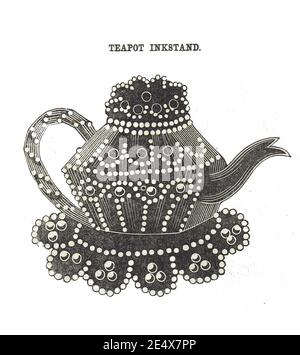 Teapot inkstand - époque de la guerre civile, de 1861 le livre de la Dame de Godey publié à Philadelphie Banque D'Images