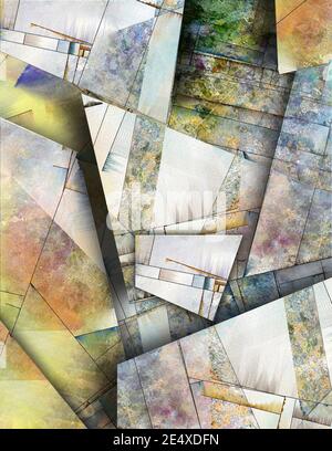 Peinture abstraite angulaire colorée. Rendu 3D Banque D'Images