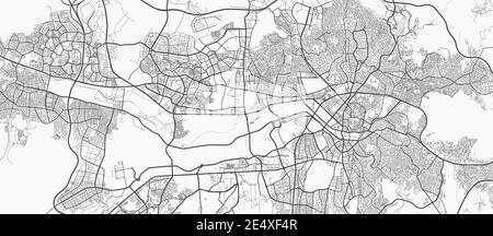 Carte de la ville urbaine d'Ankara. Illustration vectorielle, affiche artistique en niveaux de gris de la carte d'Ankara. Carte des rues avec vue sur les routes et la région métropolitaine. Illustration de Vecteur