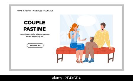 Couple passe-temps à la cafétéria ou au restaurant Vector Illustration de Vecteur