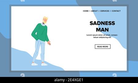 Tristesse pensive Bearded Man restant seul Vector Illustration de Vecteur