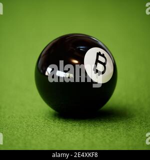 Snooker 8 pool ball Bitcoin concept. illustration du rendu 3d Banque D'Images