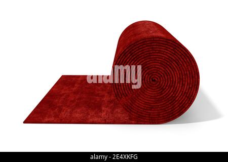 Tapis rouge sur fond blanc. illustration de rendu 3d isolée Banque D'Images