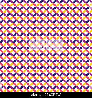 Forme géométrique bleu violet rouge cercle jaune motif vectoriel sans couture pour le papier peint, l'arrière-plan, l'emballage cadeau et divers motifs d'impression Illustration de Vecteur