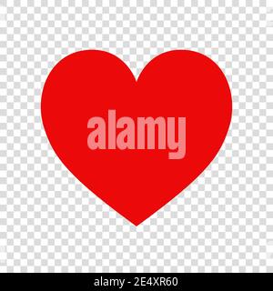 Icône de vecteur plat cœur rouge sur fond transparent. Signe du coeur, symbole du coeur, illustration, EPS 8. Illustration de Vecteur