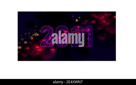 Un arrière-plan de bienvenue brillant pour la nouvelle année avec un effet brillant dans le ciel nocturne et 2021 chiffres Illustration de Vecteur