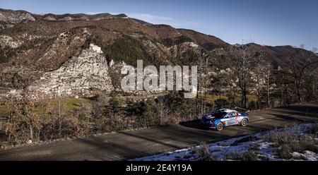 43 Emmanuel GUIGOU (FRA), Alexandre CORIA (FRA), ALPINE A110, RGT RGT cars, action pendant le Championnat du monde de rallye WRC 2021, Monte Carlo Rally du 20 au 24 janvier 2021 à Monaco - photo François Flamand / DPPI / LiveMedia Banque D'Images