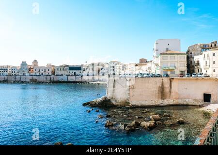 Vue sur la ville de Syracuse sur l'île de Sicile en Italie Banque D'Images