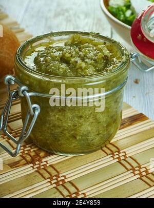 Bostongurka - Suédois signifiant « Boston concombre » est un type de relish avec des cornichons marinés, du poivron et de l'oignon, et de la cuisine suédoise Banque D'Images