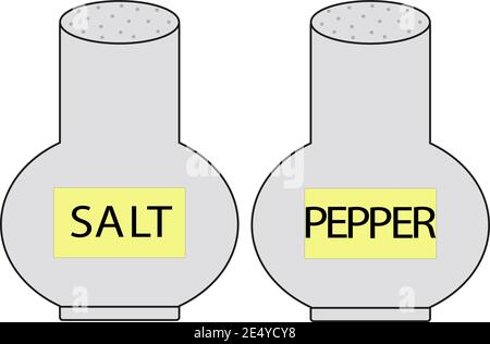 Un ensemble de bocaux avec sel et poivre. Vecteur de deux épices de cuisine. Illustration de Vecteur