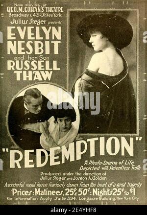 Publicité dans Moving Picture World pour le film Redemption (1917), juin 1917 Banque D'Images