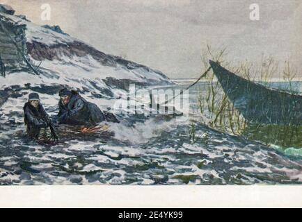 Les histoires de A.P. Chekhov dans des illustrations d'artistes soviétiques. Carte postale ancienne de l'URSS, 1954. Banque D'Images