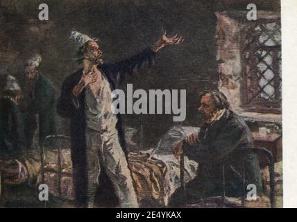 Les histoires de A.P. Chekhov dans des illustrations d'artistes soviétiques. Carte postale ancienne de l'URSS, 1954. Banque D'Images