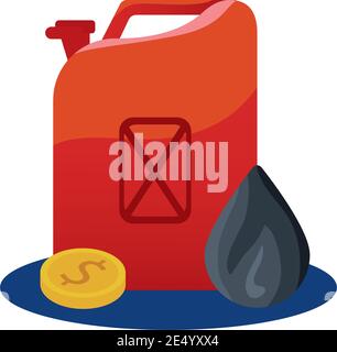 ressource carburant en gallons d'huile avec illustration du vecteur de pièce et de goutte conception Illustration de Vecteur