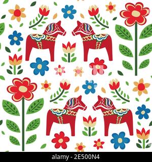 Motif de cheval Dala suédois texture créative pour le tissu et le textile Illustration de Vecteur
