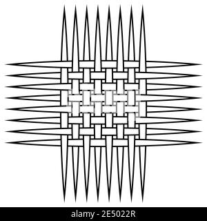 Maille tissée, bandes horizontales et verticales vectorielles sur le concept tissage couture couture couture Illustration de Vecteur