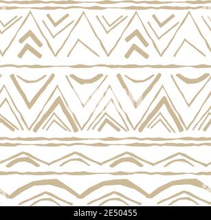 Motif géométrique beige horizontal sans couture avec ligne irrégulière aléatoire formes sur fond blanc Illustration de Vecteur