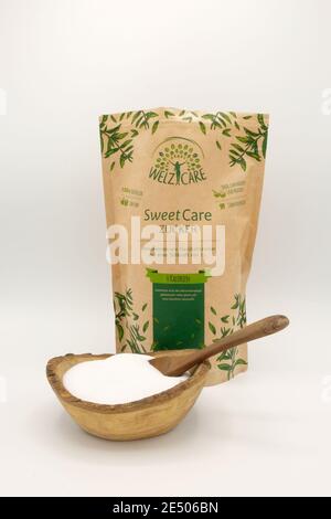 Cristal de sucre SweetCare, remplacement de sucre de canne zéro calorie Banque D'Images