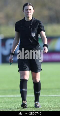 DURHAM, ANGLETERRE. 24 JANVIER Referee Lucy Oliver lors du match de championnat féminin FA entre Durham Women et London Bees au château de Maiden, à Durham City, le dimanche 24 janvier 2021. (Credit: Mark Fletcher | MI News) Credit: MI News & Sport /Alay Live News Banque D'Images