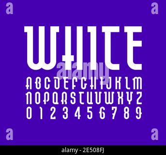 Police blanche, alphabet tendance, lettres vectorielles et chiffres Illustration de Vecteur