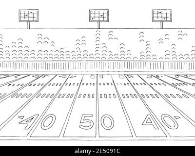 Stadium American football sport graphique noir blanc esquisse illustration vecteur Illustration de Vecteur