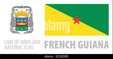 Ensemble vectoriel du blason et du drapeau national De Guyane française Illustration de Vecteur