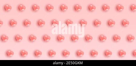 Motif Saint-Valentin. Cadre romantique avec coeurs volants roses. Arrière-plan de l'illustration vectorielle Illustration de Vecteur