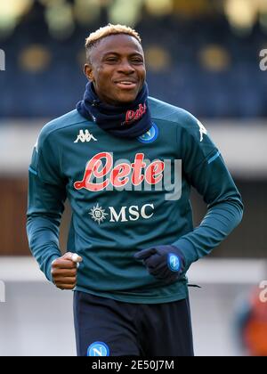 Vérone, Italie. 24 janvier 2021. Verona, Italie, Marcantonio Bentegodi Stadium, 24 janvier 2021, Victor Osimhen (Naples) pendant Hellas Verona vs SSC Napoli - Italian football série A Match Credit: Ettore Griffoni/LPS/ZUMA Wire/Alamy Live News Banque D'Images