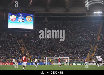 Vue générale lors du match de football de la première jambe de la finale du quart de la Ligue des Champions, COMME Roma vs Manchester United au Stadio Olimpico, Rome, Italie, le 01 avril 2008. Manchester a gagné 2-0. Photo de Steeve McMay/Cameleon/ABACAPRESS.COM Banque D'Images