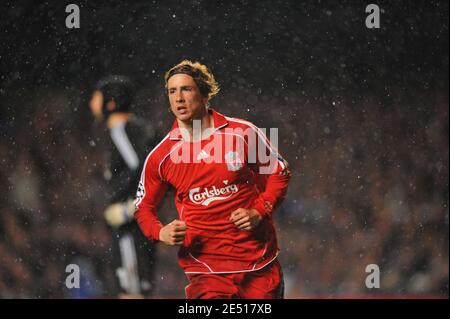 Fernando Torres de Liverpool célèbre son but lors du match de football de l'UEFA Champions League, demi-finale, second Leg, Chelsea vs Liverpool au Stamford Bridge à Londres, Royaume-Uni, le 30 avril 2008. Chelsea a gagné 3-2. Chelsea arrive à sa première finale de la Ligue des champions. Photo de Steeve McMay/Cameleon/ABACAPRESS.COM Banque D'Images