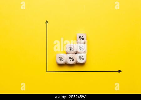 Notion de croissance de l'intérêt dans les finances, les banques, les prêts hypothécaires et les prêts. Banque D'Images