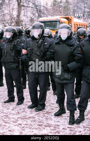 Nijni Novgorod, Russie le 23 janvier 2021. Manifestations pour Navalny. Banque D'Images