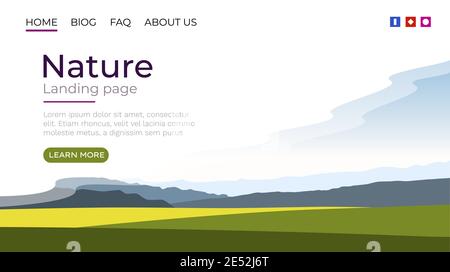 Page d'accueil, couverture du modèle paysage de la nature. Arrière-plan du site Web. Illustration vectorielle Illustration de Vecteur