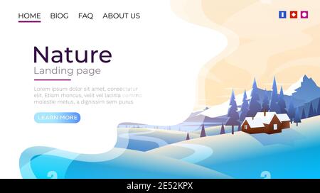 Page d'accueil, couverture du modèle paysage de la nature. Arrière-plan du site Web. Illustration vectorielle Illustration de Vecteur