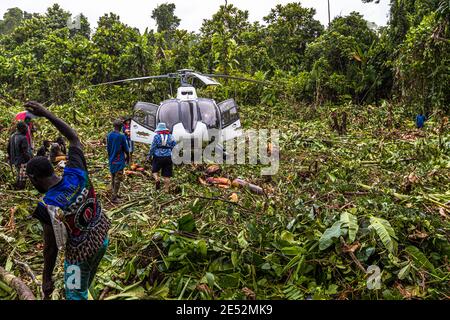 Hélicoptère dans la jungle de Bougainville Banque D'Images