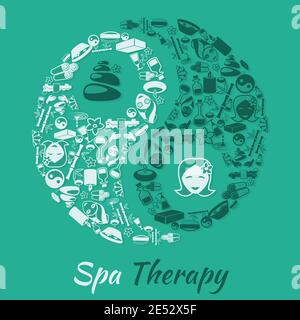 Spa concept de thérapie de salon de santé avec symbole zen et bien-être icônes illustration vectorielle Illustration de Vecteur